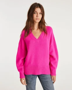 Pull Cachemire Oversize Col V Femme