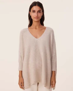 Pull Cachemire Oversize Manches 3/4, 6 Fils