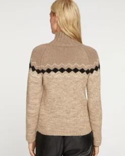 Pull Cachemire Ski Col Cheminee Femme