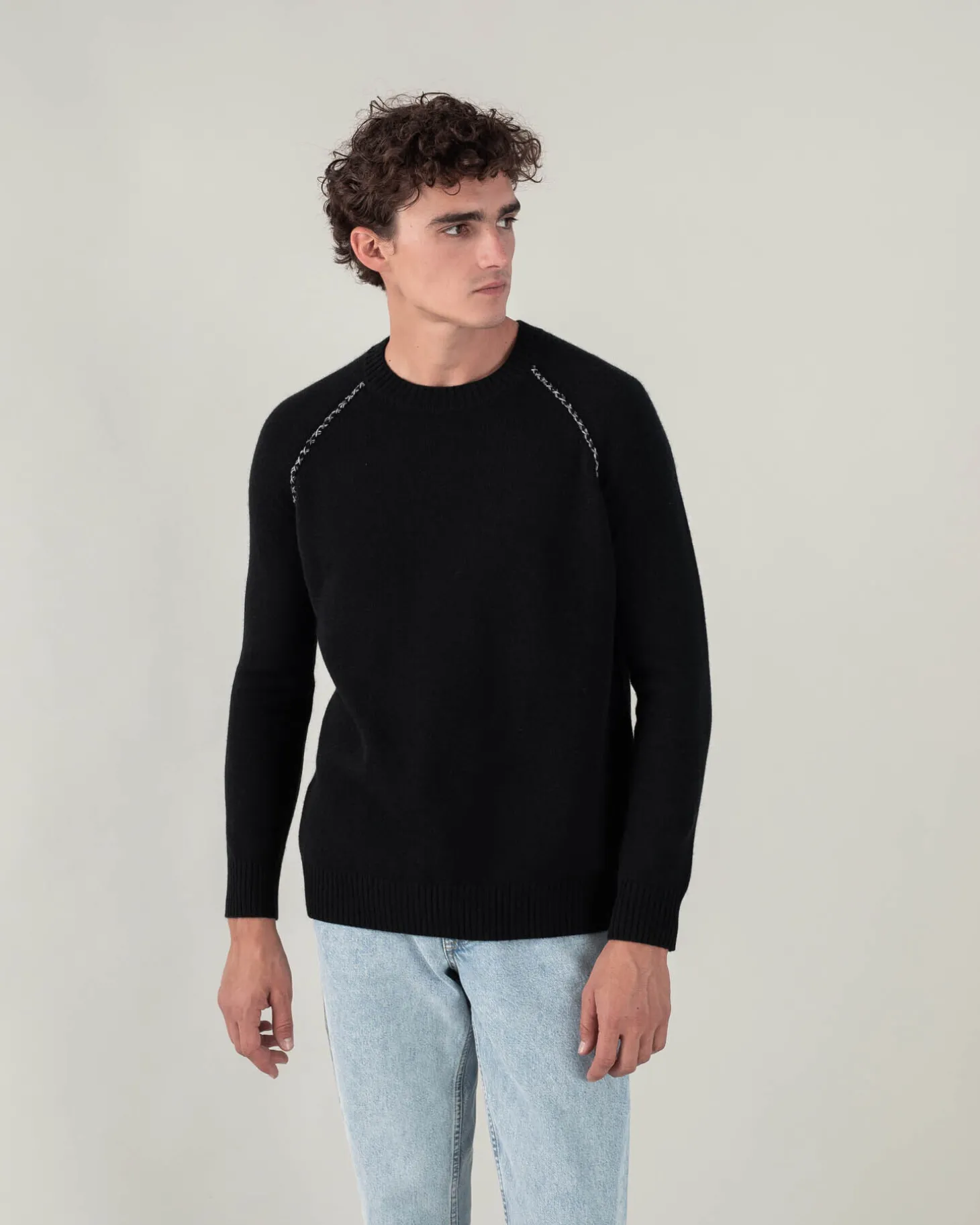Pull Cachemire Uni Detail Raglan