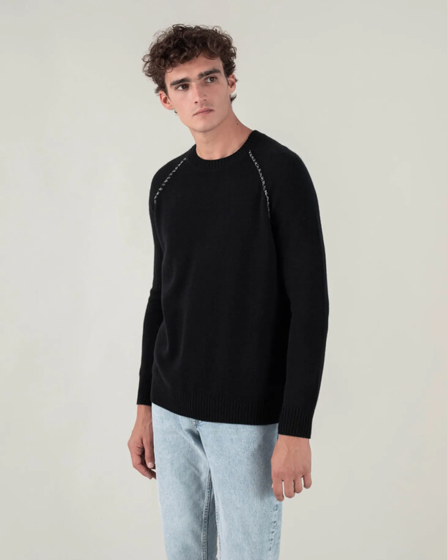 Pull Cachemire Uni Detail Raglan