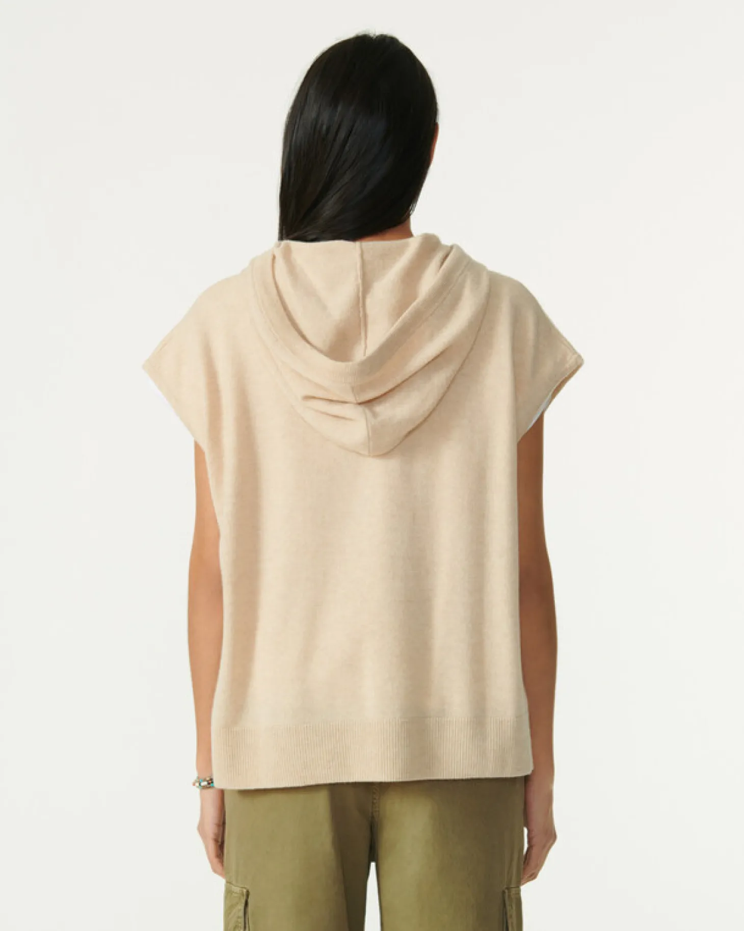 Pull Capuche Sans Manches Cachemire