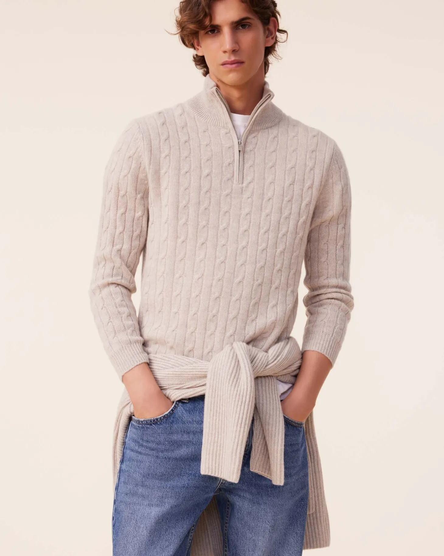 Pull Col Camioneur Cachemire Torsade, 4 Fils