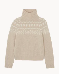 Pull Col Cheminee Cachemire Jacquard, 4 Fils