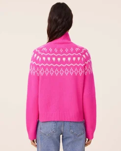 Pull Col Cheminee Cachemire Jacquard, 4 Fils