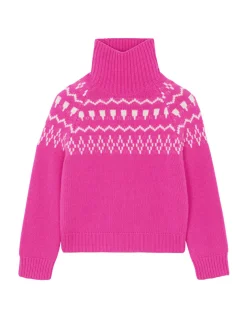 Pull Col Cheminee Cachemire Jacquard, 4 Fils
