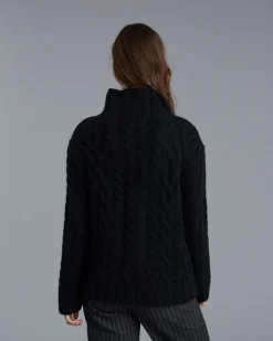 Pull Col Cheminee Femme Torsade Bicolore