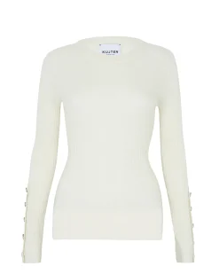 Pull Col Rond Cachemire Cotes Plates, 2 Fils