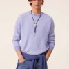 Pull Col Rond Cachemire Cotes Anglaises, 2 Fils