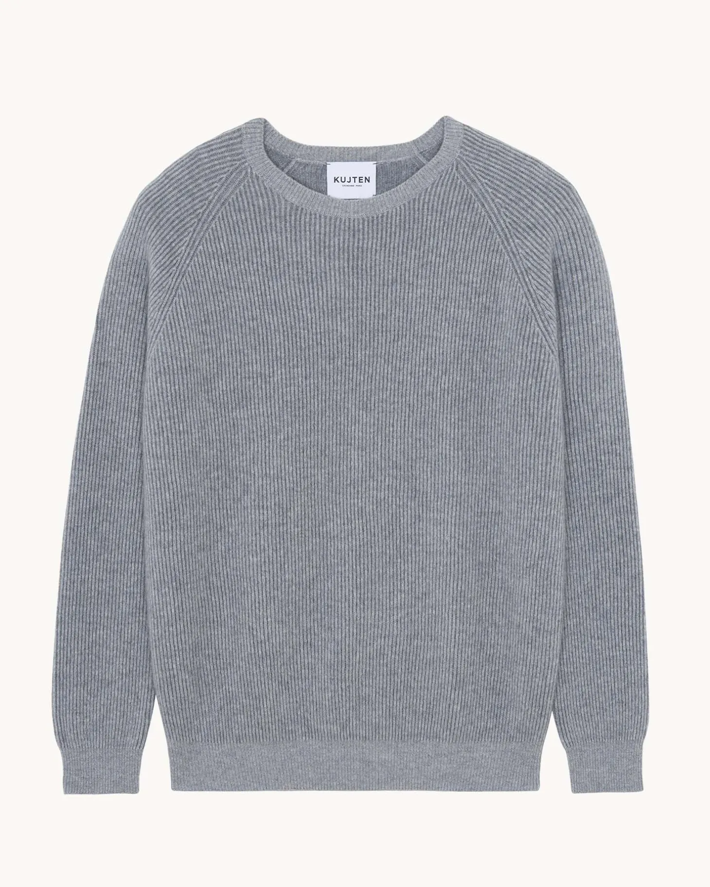 Pull Col Rond Cachemire Cotes Anglaises, 2 Fils