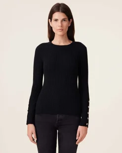 Pull Col Rond Cachemire Cotes Plates, 2 Fils