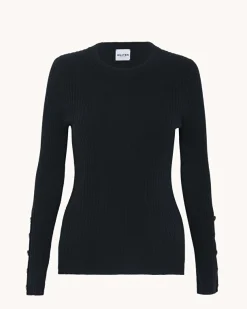 Pull Col Rond Cachemire Cotes Plates, 2 Fils