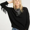 Pull Col Rond Cachemire Femme Avec Franges, 2 Fils