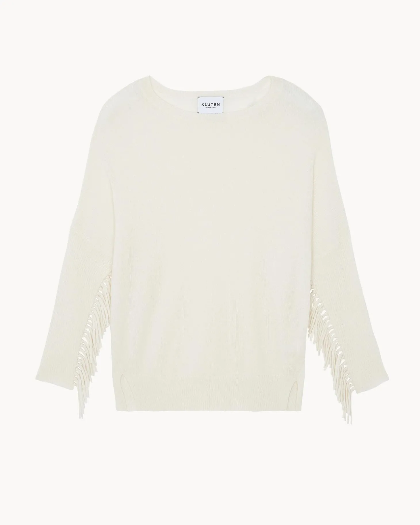 Pull Col Rond Cachemire Femme Avec Franges, 2 Fils