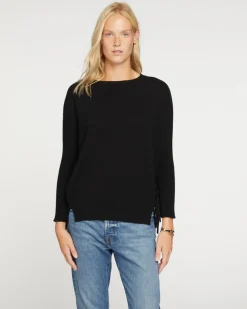 Pull Col Rond Cachemire Femme Avec Franges, 2 Fils