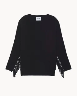 Pull Col Rond Cachemire Femme Avec Franges, 2 Fils
