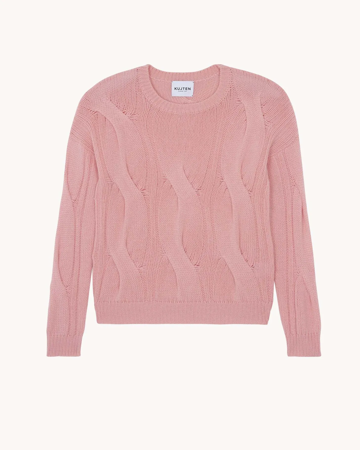Pull Col Rond Cachemire Torsade, 8 Fils