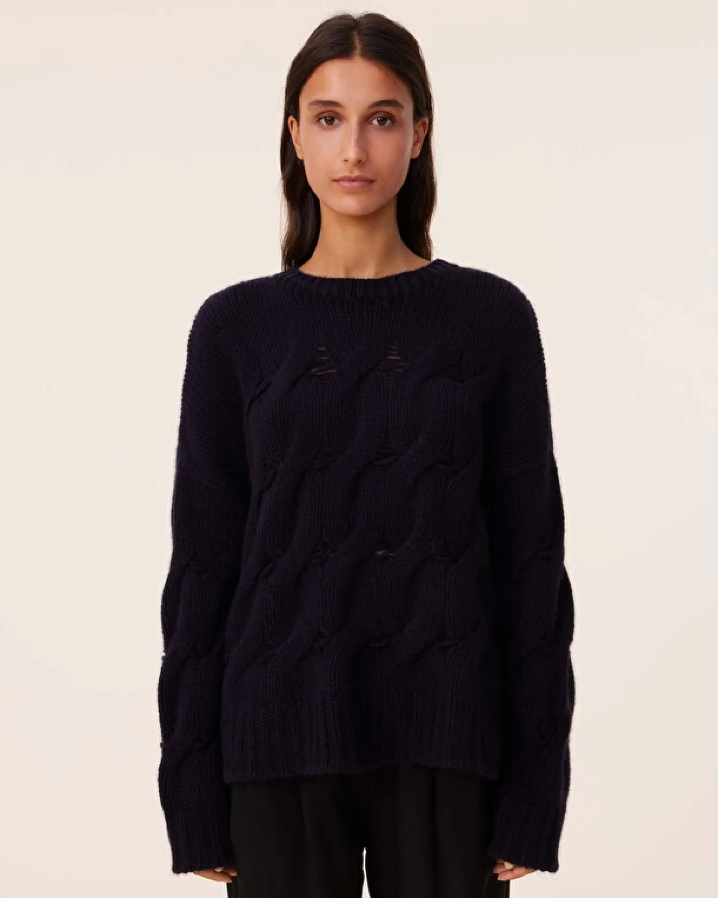 Pull Col Rond Cachemire Torsade, 10 Fils