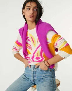 Pull Col Rond Intarsia Cachemire