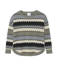 Pull Col Rond Intarsia Cachemire