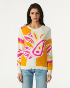 Pull Col Rond Intarsia Cachemire