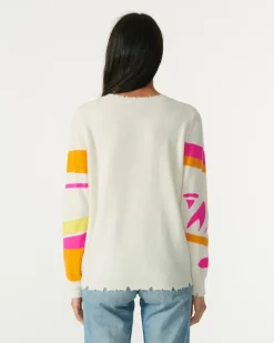 Pull Col Rond Intarsia Cachemire