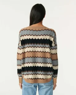 Pull Col Rond Intarsia Cachemire