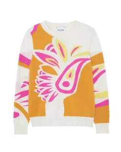 Pull Col Rond Intarsia Cachemire