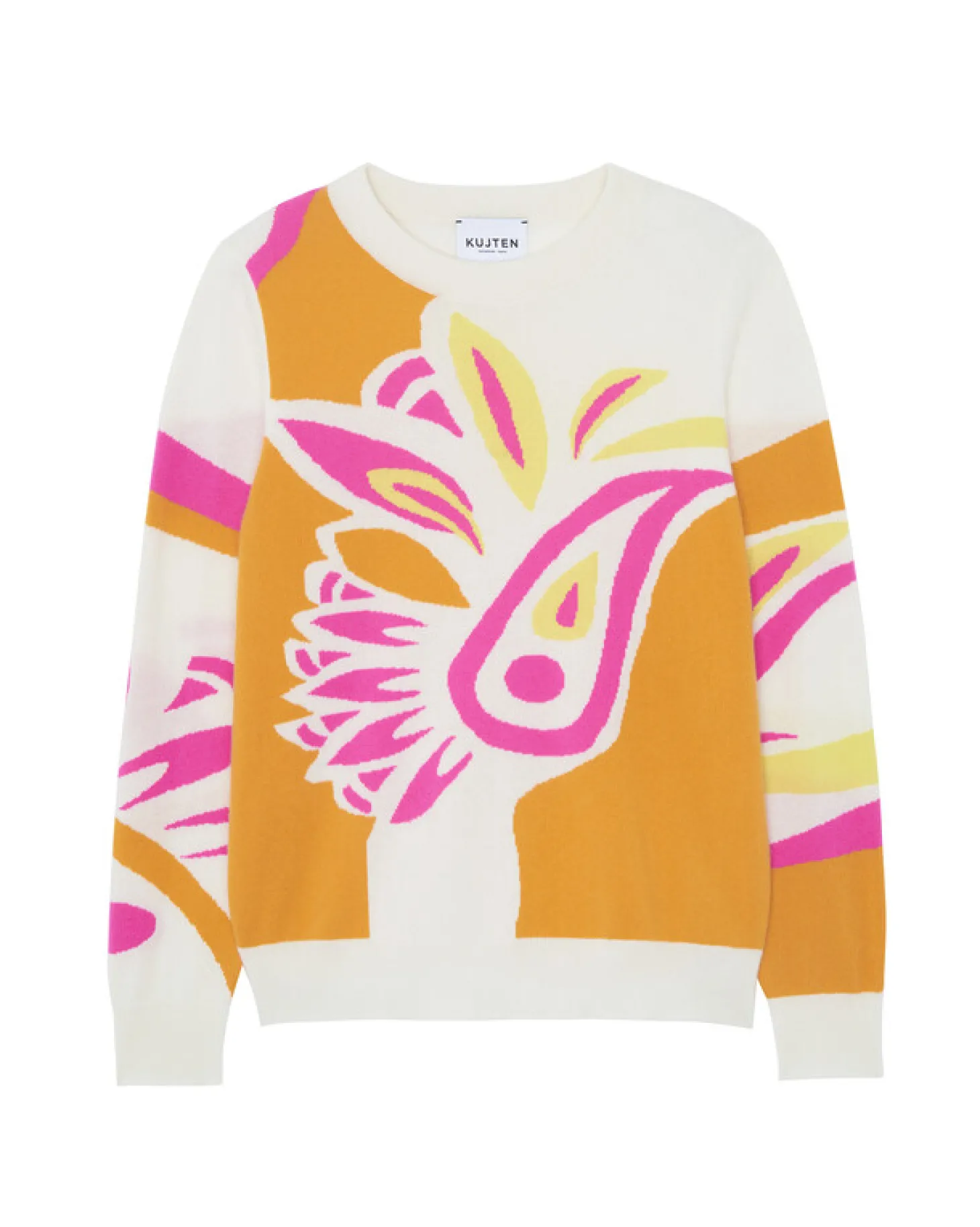 Pull Col Rond Intarsia Cachemire