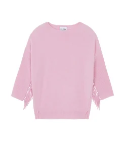 Pull Col Rond Manches Franges Cachemire