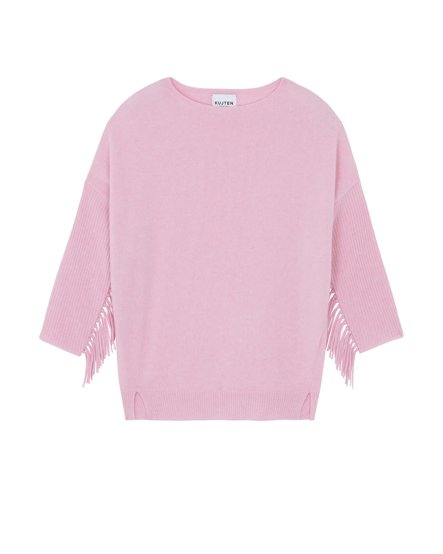 Pull Col Rond Manches Franges Cachemire