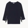 Pull Col Rond Manches Franges Cachemire