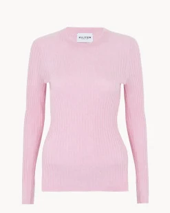 Pull Col Rond Manches Longues Cotelees