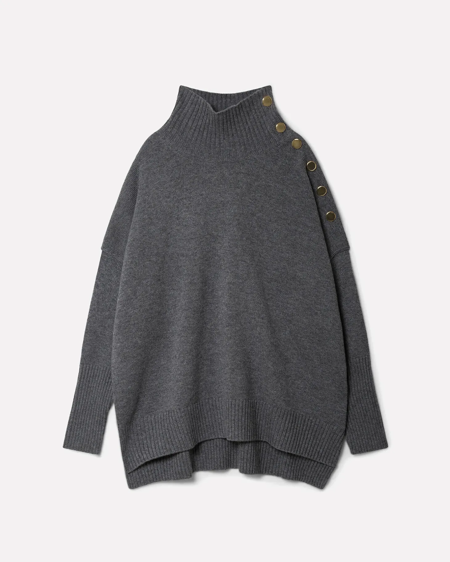 Pull Col Roule Femme Boutons Gold