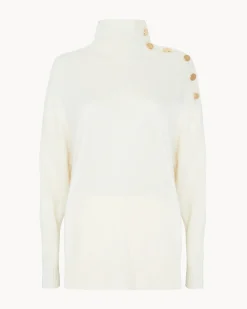Pull Col Roule Femme Boutons Gold
