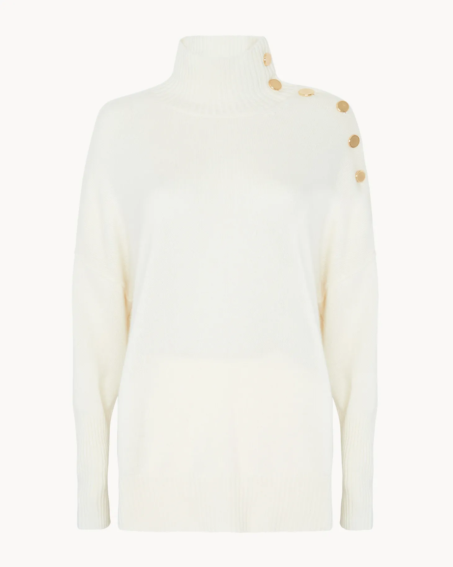Pull Col Roule Femme Boutons Gold
