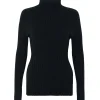 Pull Col Roule Femme Manches Cotelees
