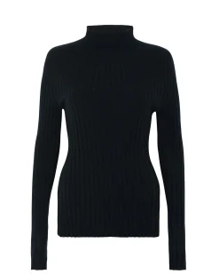 Pull Col Roule Femme Manches Cotelees