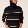 Pull Col Roule Raye Cachemire Intarsia, 6 Fils