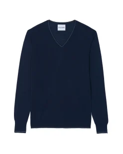 Pull Col V Cachemire Et Soie Homme