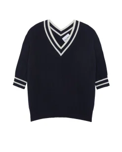 Pull Col V Cachemire Torsade, 2 Fils