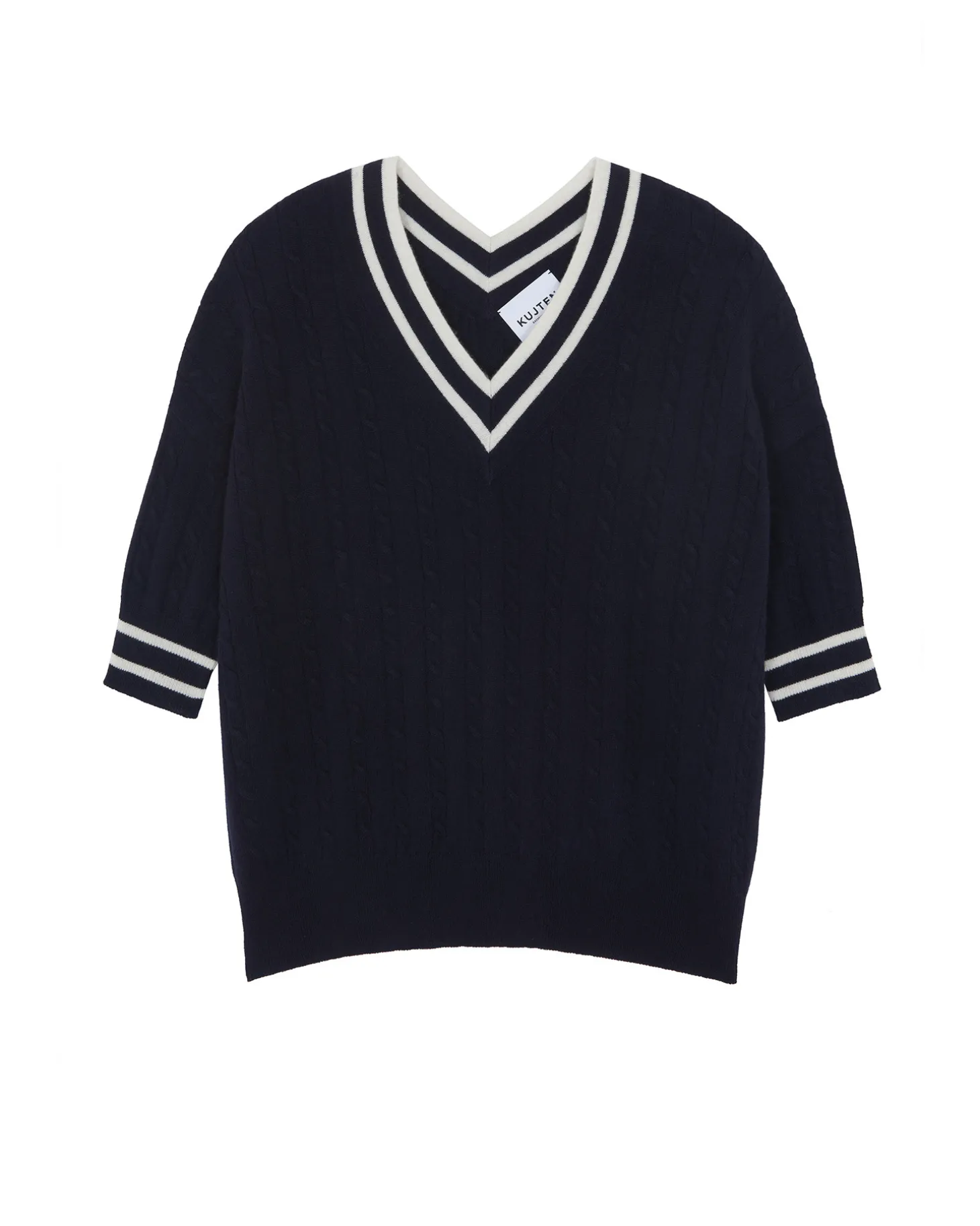 Pull Col V Cachemire Torsade, 2 Fils