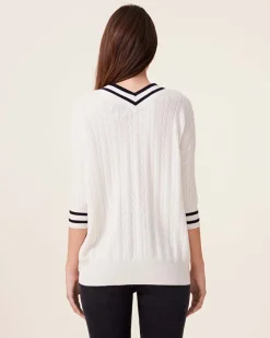 Pull Col V Cachemire Torsade, 2 Fils