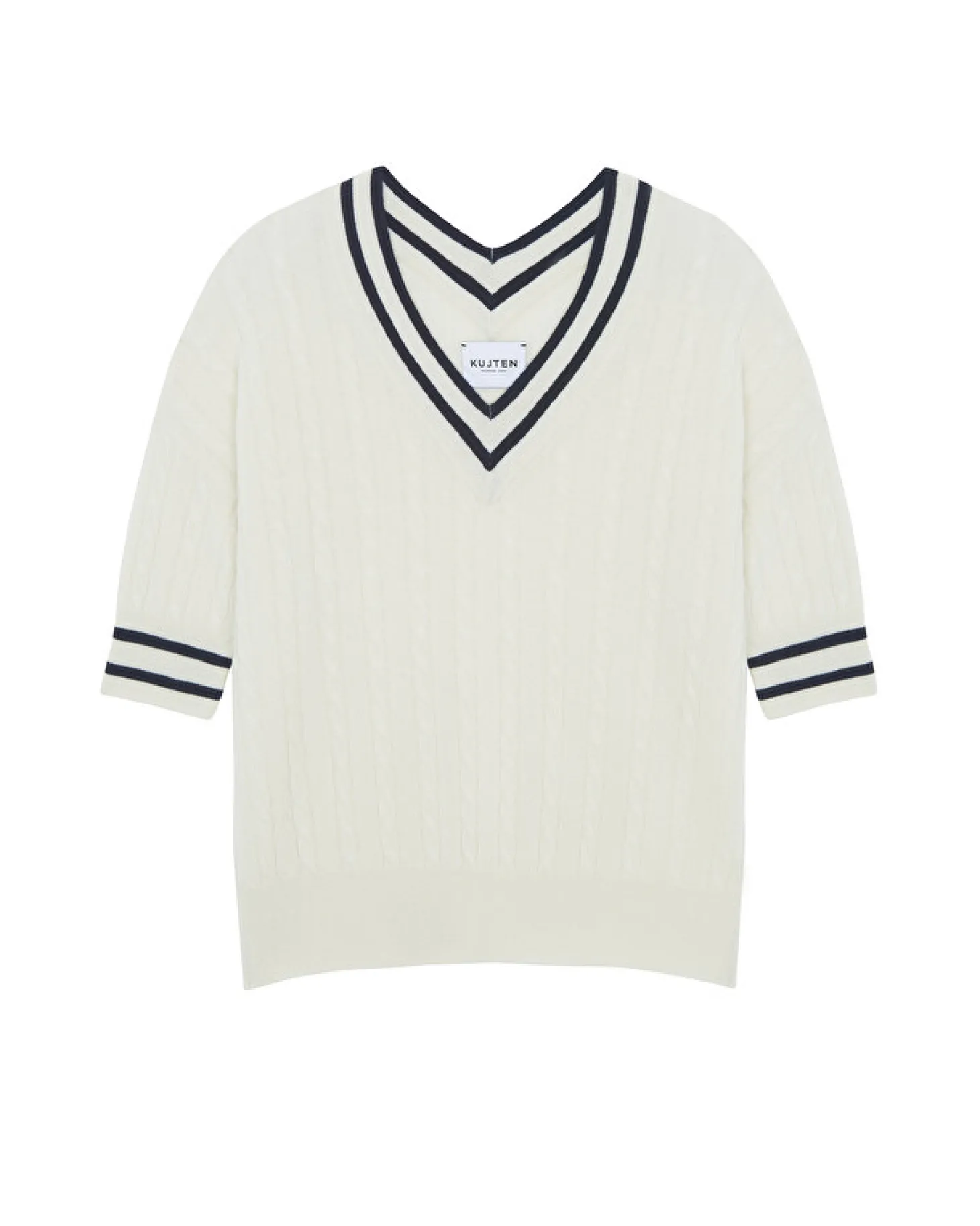Pull Col V Cachemire Torsade, 2 Fils