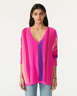 Pull Col V Oversize Manche 3/4 Cachemire