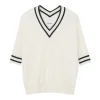 Pull Col V Tennis Manche 3/4 Cachemire