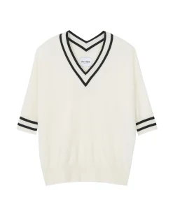 Pull Col V Tennis Manche 3/4 Cachemire