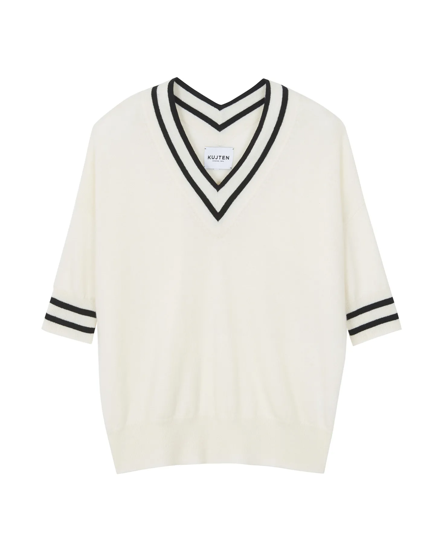 Pull Col V Tennis Manche 3/4 Cachemire