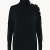 Pull En Cachemire A Col Cheminee Et Boutons