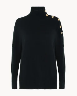 Pull En Cachemire A Col Cheminee Et Boutons